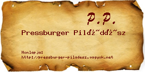 Pressburger Piládész névjegykártya